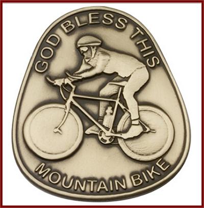 Visor Clip, Bronze Oxide Finish, God Bless This Mountain Bike, 1-3/4" tall, # 45854