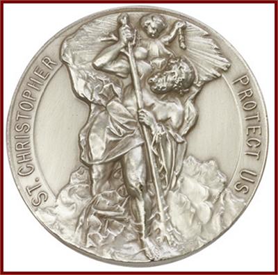 Visor Clip, Silver Oxide Finish, St. Christopher, 1-1/2", # 45865