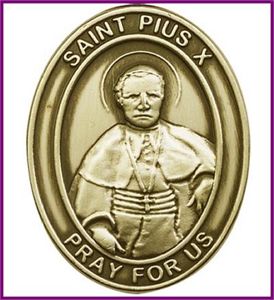 Visor Clip, Bronze Oxide Finish, St Pius X, 1-5/8", # 45876