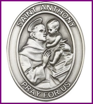 Visor Clip, Silver Oxide Finish, St. Anthony, 1-5/8", # 45887
