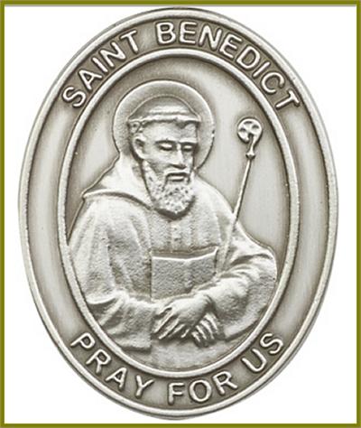 Visor Clip, Silver Oxide Finish, St. Benedict, 1-5/8", # 45901