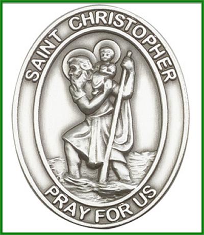 Visor Clip, Silver Oxide Finish, St. Christopher, 1-5/8", # 45903