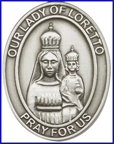 Visor Clip, Silver Oxide Finish, Our Lady of Loretto, 1-5/8", # 45933