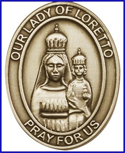 Visor Clip, Bronze Oxide Finish, Our Lady of Loretto, 1-5/8", # 45934
