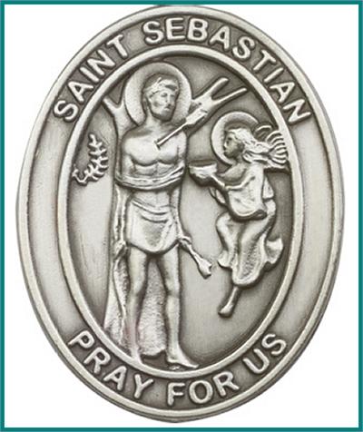 Visor Clip, Silver Oxide Finish, St. Sebastian, 1-5/8", # 45943