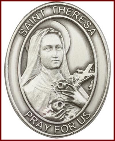 Visor Clip, Silver Oxide Finish, St. Therese Lisieux, 1-5/8", # 45948