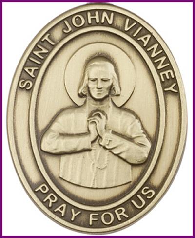 Visor Clip, Bronze Oxide Finish, St. John Vianney, 1-5/8", # 45971