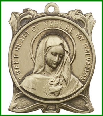 Keychain, Bronze Oxide Finish, Sacred Heart / Immaculate Heart, 1-1/4" tall, # 45988