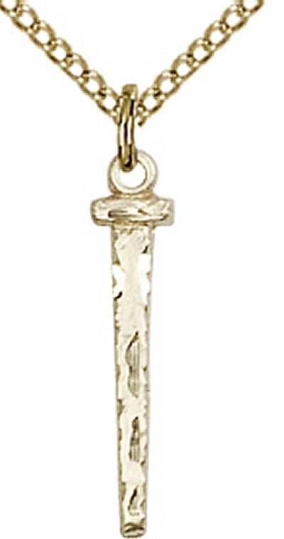 3/4" Tall 14kt Gold Filled, Nail Pendant, Your Choice of Chain, # 46010
