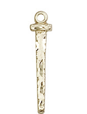 3/4" Tall Solid 14kt Gold Nail Pendant, Free Chain, # 46011