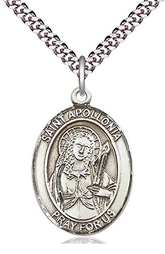 St. Apollonia Medal in Fine Pewter, 1" tall, Your Choice of Chain # 5064