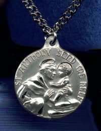 St. Anthony 7/8 In. Sterling Medal, Your Choice of chain # 4608