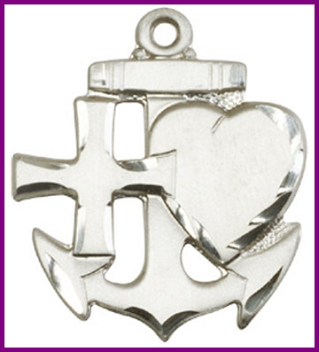Keychain, Silver Plate Finish, Faith, Hope & Charity, 7/8" tall, # 48015