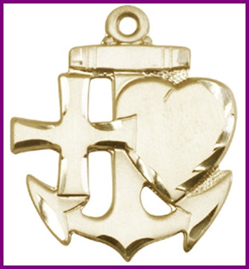 Keychain, Gold Plate Finish, Faith, Hope & Charity, 7/8" tall, # 48016