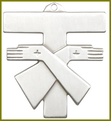 Keychain, Silver Oxide Finish, Franciscan Cross, 1-3/8" tall, # 48020