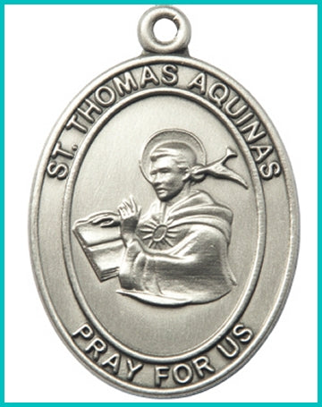 Keychain, Silver Oxide Finish, St. Thomas Aquinas, 1-7/8" tall, # 48024
