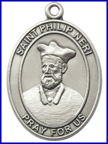 Keychain, Silver Oxide Finish, St. Philip Neri, 1-7/8" tall, # 48028