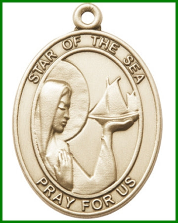 Keychain, Bronze Oxide Finish, Our Lady Star of the Sea, 1-7/8" tall, # 48037