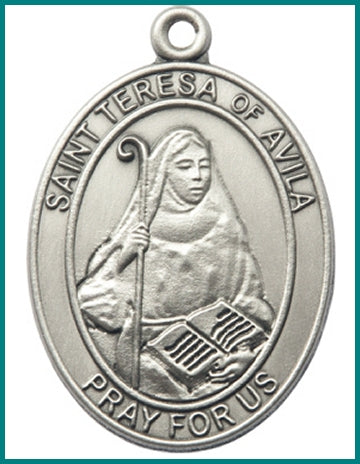 Keychain, Silver Oxide Finish, St. Teresa of Avila, 1-7/8" tall, # 48038