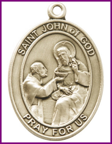 Keychain, Bronze Oxide Finish, St. John of God, 1-7/8" tall, # 48043