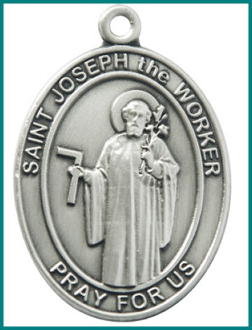 Keychain, Silver Oxide Finish, St. Joseph the Worker, 1-7/8" tall, # 48050