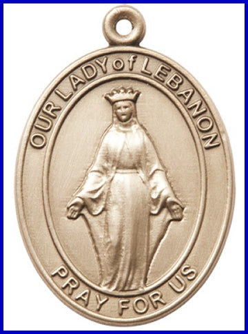 Keychain, Bronze Oxide Finish, Our Lady of Lebanon, 1-7/8" tall, # 48053