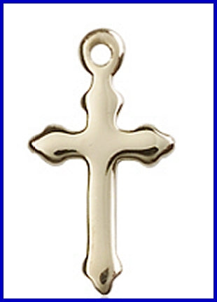 Solid 18kt Gold Cross, 5/8", Free Chain, # 48093