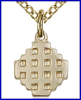 14kt Gold Filled Jerusalem Cross, 3/8", Your Choice of Chain, # 48112