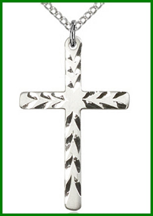 1-1/8" Sterling Silver Cross, your choice of chain, # 48215
