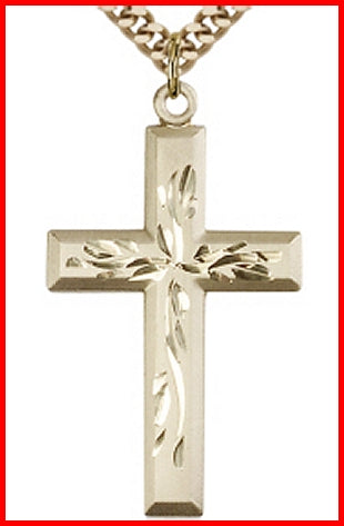 1-3/8" 14kt Gold Filled Cross, your choice of chain, # 48232
