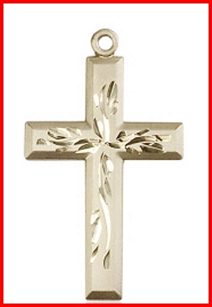 1-3/8" Solid 18kt Gold Cross, Free Chain, # 48234
