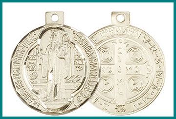 7/8" St. Benedict Medal, Solid 18kt Gold, Free Chain, # 48254