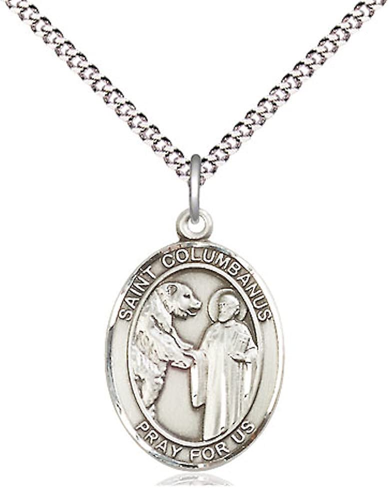 St. Columbanus Pewter Medal, 3/4"x9/16", Your Choice of Chain, # 64599