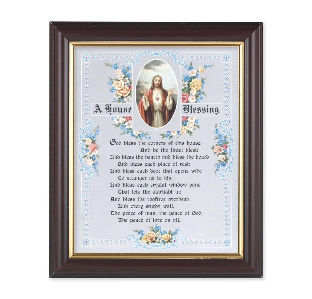 A House Blessing, 10"x12", Classic Fluted Walnut Finished Frame, Italian Print Under Glass # 26302