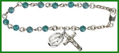 Silver Plate 4mm Swarovski Rosary Bracelet, 6-1/2", Zircon, # 48465