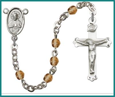Silver Plate 4mm Fire Polished Rosary, Colorado Topaz, # 48491