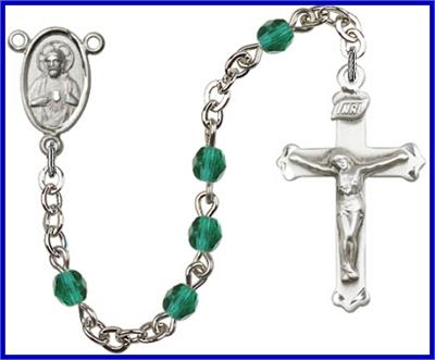 Silver Plate 4mm Fire Polished Rosary, Zircon, # 48497