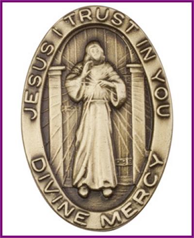 Visor Clip, Bronze Oxide Finish, Divine Mercy, 1-1/2" tall, # 4850