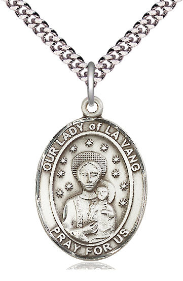 Our Lady of La Vang Medal in Fine Pewter, 1" tall, Your Choice of Chain, # 4863