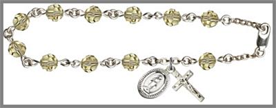 Silver Plate 6mm Swarovski Bead Rosary Bracelet, Jonquil, # 48631