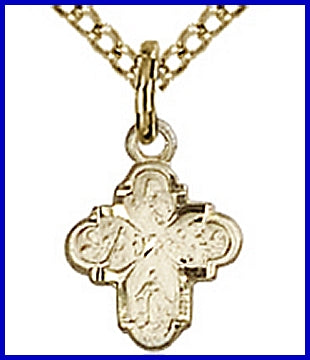 3/8" 14kt Gold Filled, 4-Way Medal, your choice of chain, # 48711
