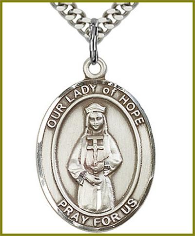 Our Lady of Hope Medal, Sterling Silver, 1"x3/4", your choice of chain, # 48767