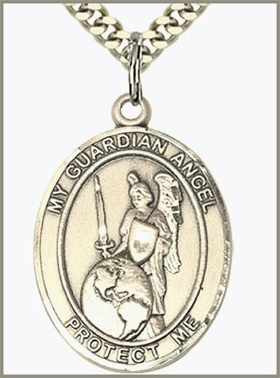 Guardian Angel of the World Medal, 14kt Gold Filled, 1"x3/4", Your Choice of Chain, # 48855