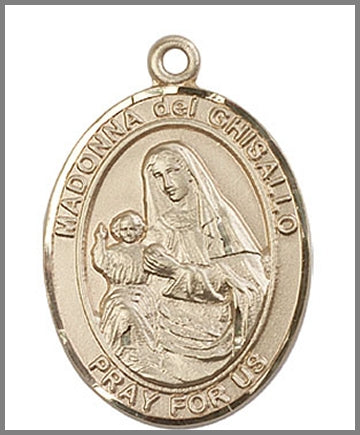 Our Lady of Ghisallo Medal, Solid 18kt Gold, 1"x3/4", Free Chain, # 48900