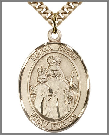 Maria Stein Medal, 14kt Gold Filled, 1"x3/4", 24" Gold Plated Chain, # 48903