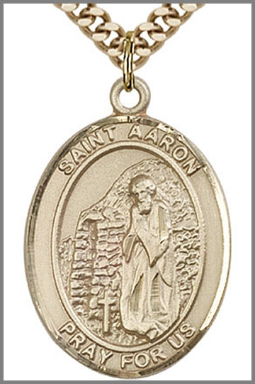 St. Aaron Medal, 14kt Gold Filled, 1"x3/4", Your Choice of Chain, # 48927