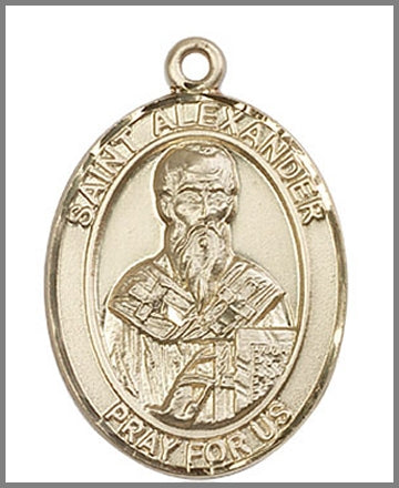 St. Alexander Sauli Medal, Solid 18kt Gold, 1"x3/4", Free Chain, # 48952