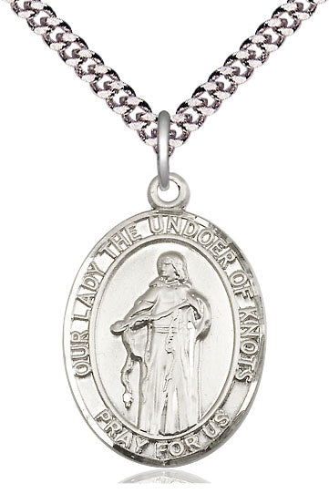 Our Lady Undoer of Knots Medal in Fine Pewter, 1" tall, Your Choice of Chain, # 4898