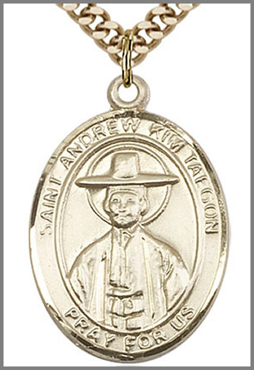 St. Andrew Kim Taegon Medal, 14kt Gold Filled, 1"x3/4", Your Choice of Chain, # 48980