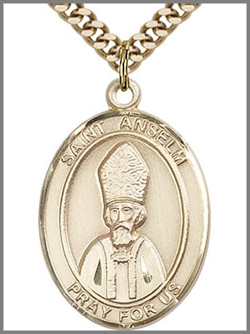 St. Anselm Medal, 14kt Gold Filled, 1"x3/4", Your Choice of Chain, # 48998